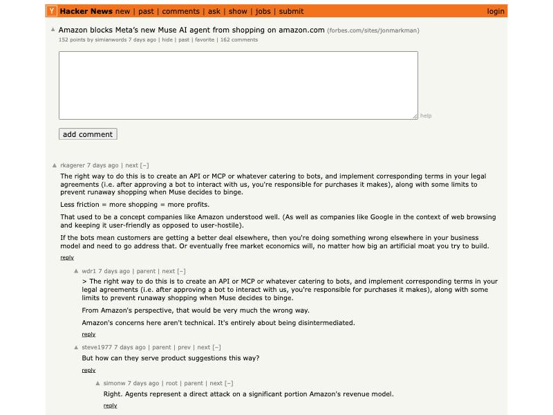 Hacker News discussion of Amazon blocking Muse