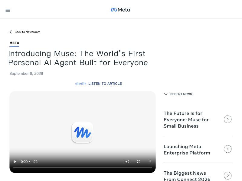 Meta's announcement of Muse